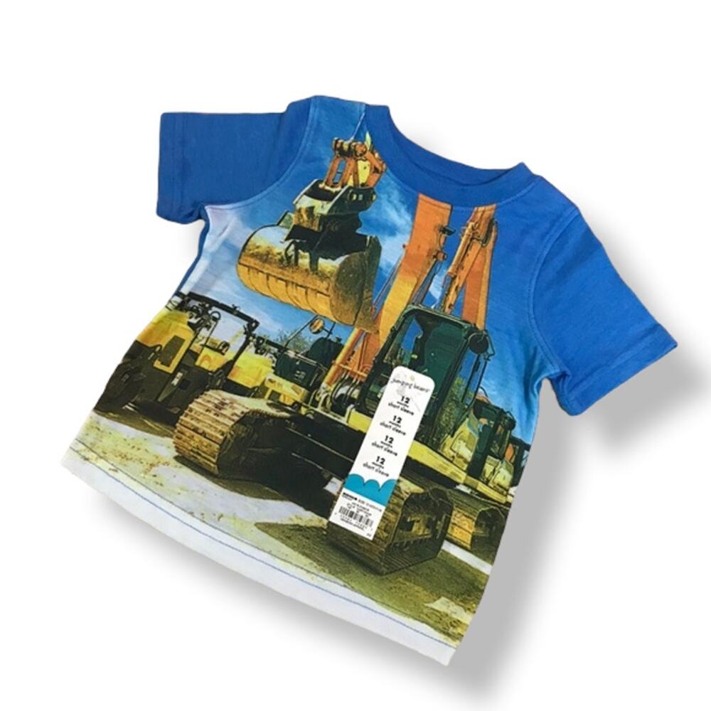 jumping beans Boys Shirt Size 12 Months Excavator Construction Equipment NEW